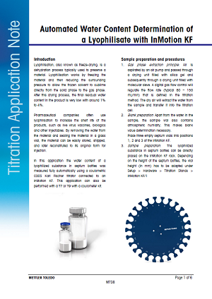 Water Content of Lyophilized Vaccines by Karl Fischer Titration